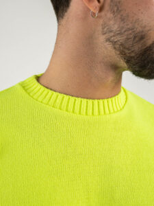 SUPERCULTURE Maglione girocollo basico misto lana M800 Giallo Fluo3