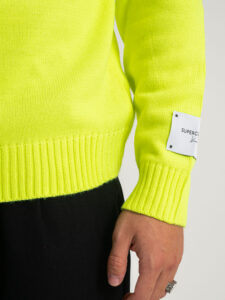 SUPERCULTURE Maglione girocollo basico misto lana M800 Giallo Fluo4