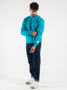 SUPERCULTURE Maglione girocollo basico misto lana M800 Turchese1