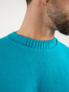 SUPERCULTURE Maglione girocollo basico misto lana M800 Turchese3