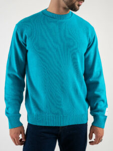 SUPERCULTURE Maglione girocollo basico misto lana M800 Turchese4