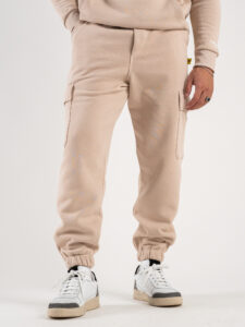 SUPERCULTURE Pantalone tuta con polsini e tasconi laterali POSER-Z Avorio2
