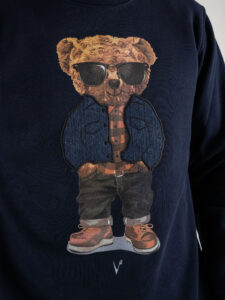 V2 Felpa girocollo felpata con stampa TEDDY23 Blu (4)