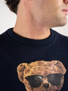V2 Felpa girocollo felpata con stampa TEDDY23 Blu (5)