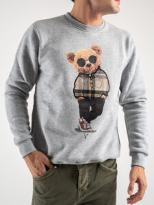 V2 Felpa girocollo felpata con stampa TEDDY23 Grigio (3)