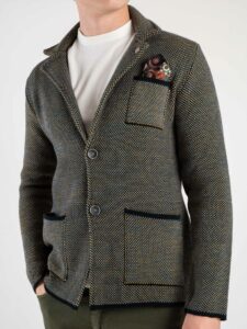 V2 Giacca in maglia misto lana lavorata multicolor con pochette GU3 Nera (5)