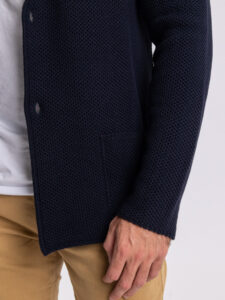 V2 Giacca in maglia misto lana merino con pochette GULOPE Blu (3)