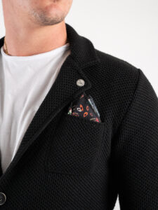 V2 Giacca in maglia misto lana merino con pochette GULOPE Nera (4)