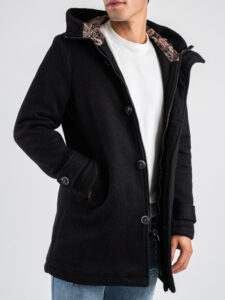 V2 Parka punto riso in misto lana con cappuccio e bottoni PRKPRIS Nero (3)
