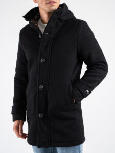 V2 Parka punto riso in misto lana con cappuccio e bottoni PRKPRIS Nero (6)