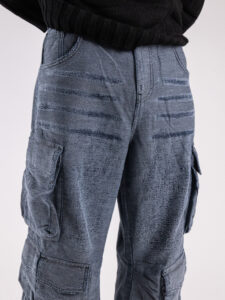 VDR Pantalone con gamba molto ampia multi tasconato effetto rovinato 14460 Grigio (4)