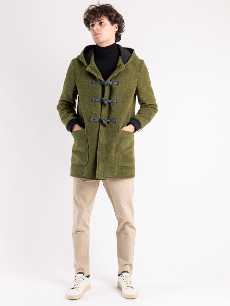ALTATENSIONE Cappotto montgomery con cappuccio e alamari BUFALO Verde7 Outfit