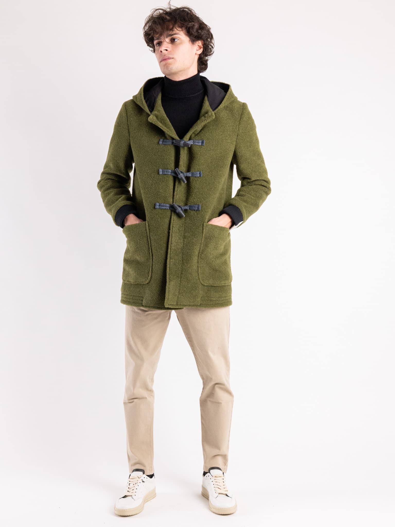 ALTATENSIONE Cappotto montgomery con cappuccio e alamari BUFALO Verde  Prezzo 0,00€ - Estasi Fashion