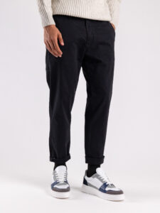 ALTATENSIONE Pantalone chinos con gamba morbida ELEFANTE Nero (3)