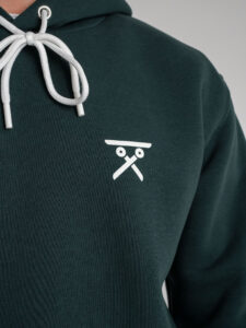 BERNA Felpa felpata con cappuccio, tascone e logo sul cuore 233139 Verde Bosco (5)