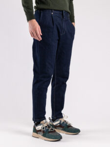 BERNA Jeans cropped con gamba morbida e pinces 233189 Denim (2)