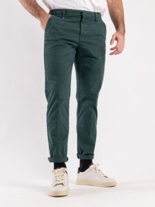 BERNA Pantalone chinos slim A:I 233151 Verde Bosco2