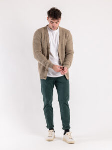 BERNA Pantalone chinos slim A:I 233151 Verde Bosco7