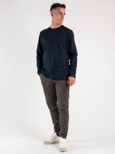 BLACKSUNDAY T-shirt in cotone basica a manica lunga 51830 Blu (2)