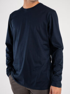 BLACKSUNDAY T-shirt in cotone basica a manica lunga 51830 Blu (3)