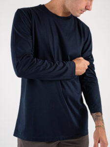 BLACKSUNDAY T-shirt in cotone basica a manica lunga 51830 Blu (4)