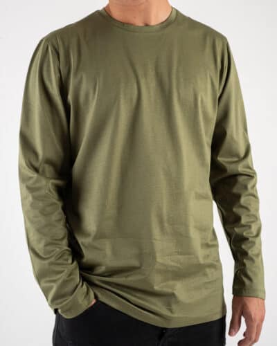 BLACKSUNDAY T shirt in cotone basica a manica lunga 51830 Militare 3 Saldi