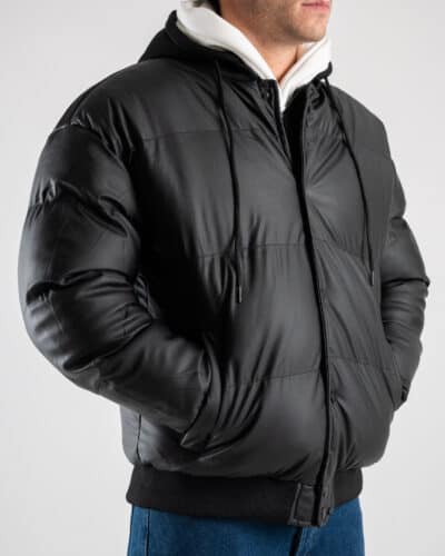 Bomber sportivo con cappuccio removibile tramite zip Nero 4 Saldi