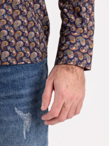 ESTASI Camicia coreana in cotone con fantasia bandana GHALI Blu2