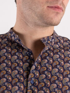 ESTASI Camicia coreana in cotone con fantasia bandana GHALI Blu3
