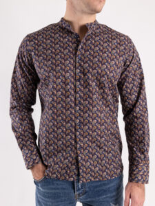 ESTASI Camicia coreana in cotone con fantasia bandana GHALI Blu5