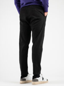 ESTASI Pantalone comodissimo con pinces ed elastico in vita BECKHAM INV Black (1)