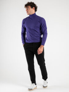 ESTASI Pantalone comodissimo con pinces ed elastico in vita BECKHAM INV Black (2)