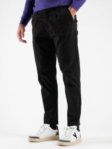 ESTASI Pantalone comodissimo con pinces ed elastico in vita BECKHAM INV Black (3)