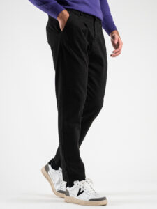ESTASI Pantalone comodissimo con pinces ed elastico in vita BECKHAM INV Black (4)