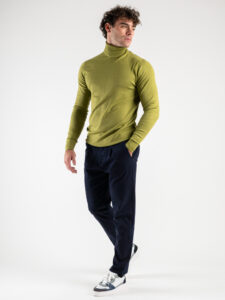 ESTASI Pantalone comodissimo con pinces ed elastico in vita BECKHAM INV Navy
