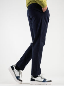 ESTASI Pantalone comodissimo con pinces ed elastico in vita BECKHAM INV Navy (5)