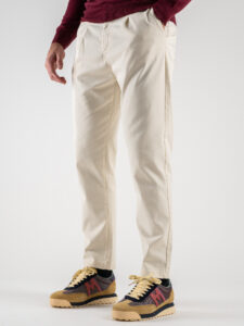 ESTASI Pantalone comodissimo con pinces ed elastico in vita BECKHAM INV Panna (2)