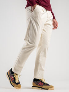 ESTASI Pantalone comodissimo con pinces ed elastico in vita BECKHAM INV Panna (3)