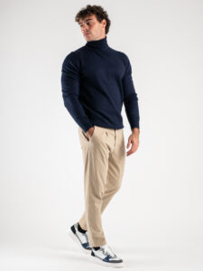 ESTASI Pantalone comodissimo con pinces ed elastico in vita BECKHAM INV Sahara