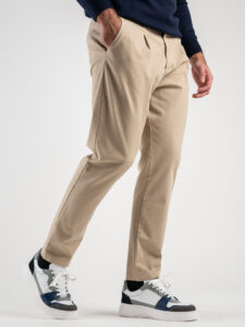 ESTASI Pantalone comodissimo con pinces ed elastico in vita BECKHAM INV Sahara (3)