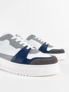 ESTASI Sneakers basica in pelle martellata con talloniera a contrasto Made In Italy OMAR2