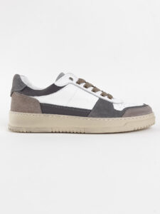 ESTASI Sneakers bianche sportive Made In Italy con inserti grigio e tallone blu DIEGO Bianco-Grigio1