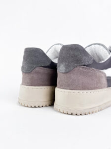ESTASI Sneakers bianche sportive Made In Italy con inserti grigio e tallone blu DIEGO Bianco-Grigio5