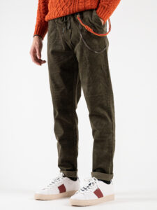 GIANNI LUPO Pantalone in velluto con coulisse in vita GL5108BD Militare (3)