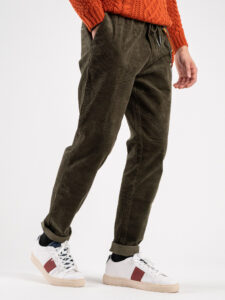 GIANNI LUPO Pantalone in velluto con coulisse in vita GL5108BD Militare (4)
