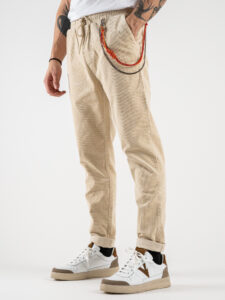 GIANNI LUPO Pantalone in velluto con coulisse in vita GL5108BD Panna (3)