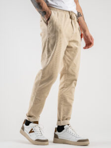 GIANNI LUPO Pantalone in velluto con coulisse in vita GL5108BD Panna (4)