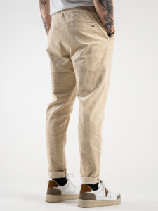GIANNI LUPO Pantalone in velluto con coulisse in vita GL5108BD Panna (5)