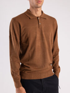 GIANNI LUPO Polo manica lunga basica GL508S Brown (1)