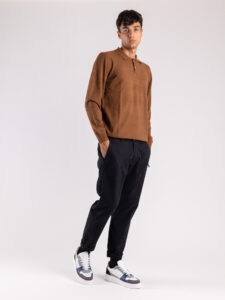 GIANNI LUPO Polo manica lunga basica GL508S Brown (2)